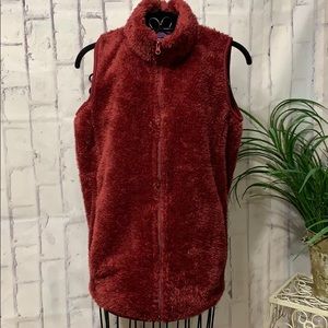 Emily Stacy Faux Fur Vest Zip Front High Neck Cozy NWT